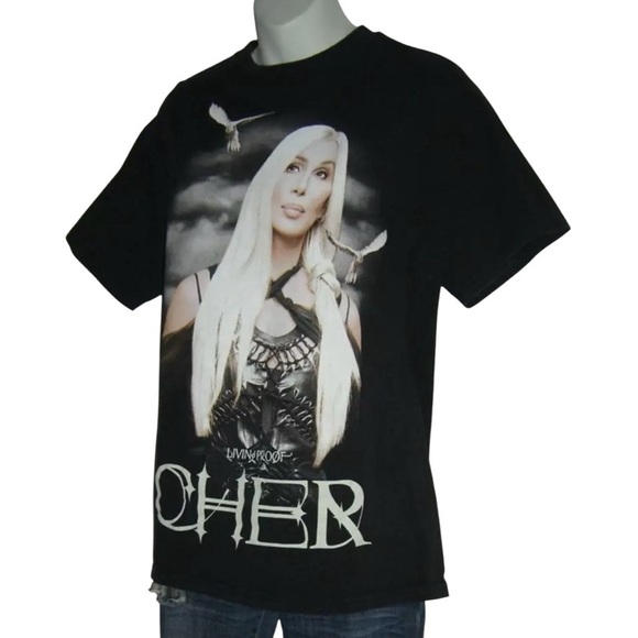 Vintage Cher Tee y2k Living Proof Tour 2003 Black Noughties alt Gothic Goth 00's - Picture 3 of 11